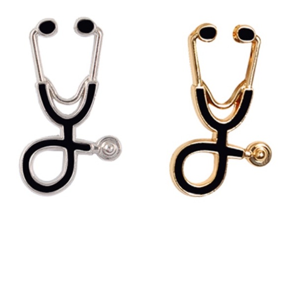Silver Stethoscope Scrub Nurse Pins Custom Colour - Picture 9 of 14